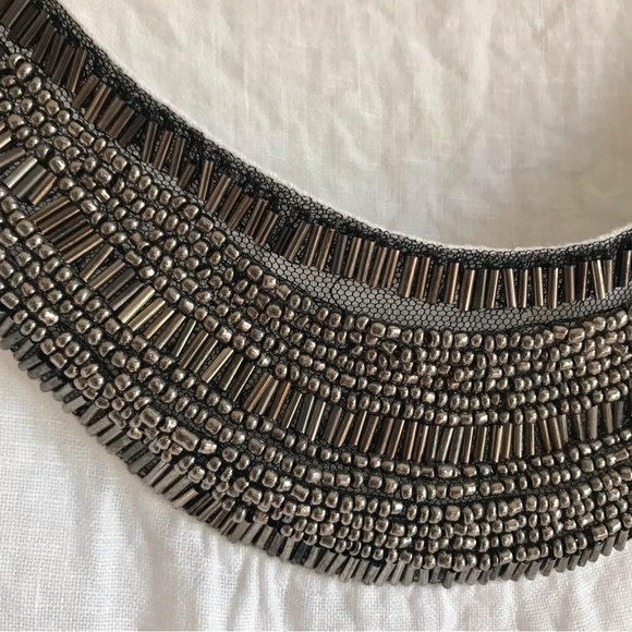 Made in Italy White Sleeveless Dress with Embellished Neckline and Pockets! - Picture 4 of 8